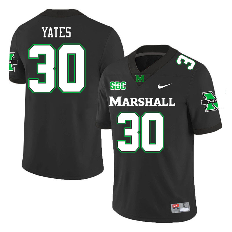 Men #30 Jaden Yates Marshall Thundering Herd SBC Conference College Football Jerseys Stitched-Black